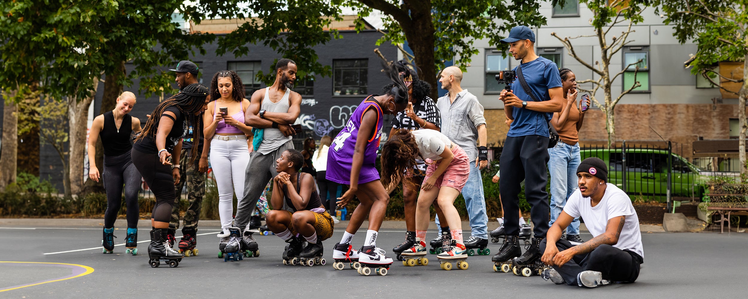 Mellow Moves filming the Roll On London roller skate party hosted by the Next Chapter at Bethnal Green Gardens. Picture by Roland Ramanan